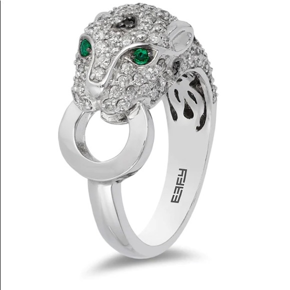 EFFY Signature 14K White Gold Diamond and Emerald Ring - Picture 1 of 5